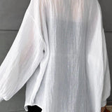 Blusa casual chic lisa de manga larga