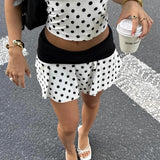 Conjunto de falda corta de dos piezas con lunares
