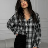 Blusa casual a cuadros estilo vintage