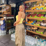 Pantalones cargo holgados de paracaídas de verano con cordón