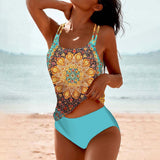 Traje de baño tankini para mujer – Tirantes dobles – Cintura alta – Tejido elástico transpirable