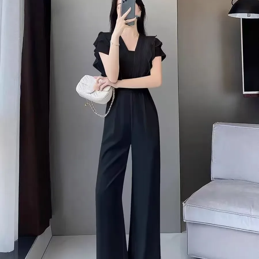Mono de mujer – Cuello en V – Mangas con volantes – Corte holgado y elegante