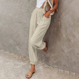 Pantalones casuales para mujer – Cintura elástica – Corte holgado – Tejido ligero y cómodo