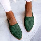 Sandalias de Mujer – Piel Trenzada – Punta Cerrada – Suela Plana – Elegancia Artesanal