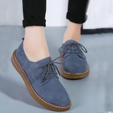 Zapatos Oxford para mujer - Elegantes de ante - Punta redonda - Suela cómoda y antideslizante