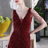 Elegante vestido de noche de sirena con lentejuelas