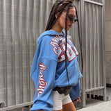Sudadera con capucha y cremallera con estampado grueso