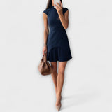 Elowen - Mini vestido con patchwork inspirado en lo militar y cuello alto