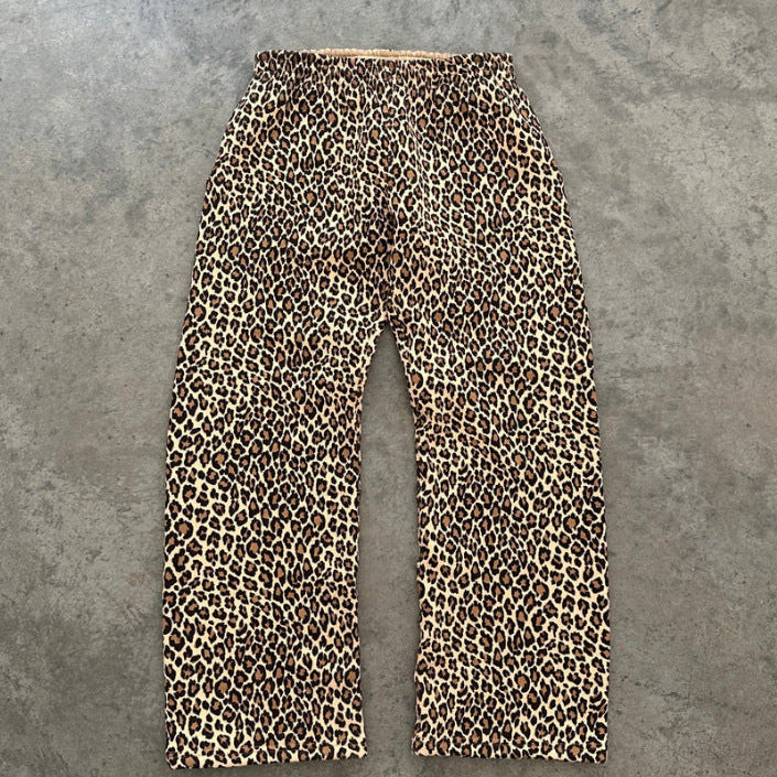 Sudadera con capucha hip-hop con estampado de leopardo Y2K