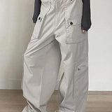 Pantalones cargo de mezclilla retro de tiro bajo con bolsillos