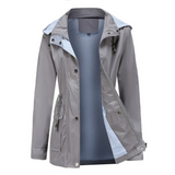 Gabardina de mujer – Corte entallado – Impermeable – Cintura ajustable – Cremallera y broches