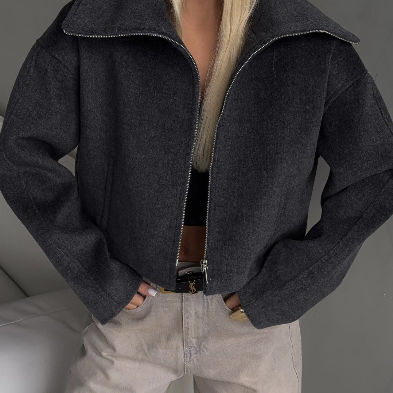 Chaqueta de corte relajado con solapas