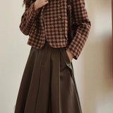 chaqueta vintage a cuadros de un solo pecho
