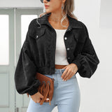 Chaqueta corta de pana con botones