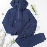 Conjunto de ropa de estar por casa para mujer: Top de cuello alto con cremallera y pantalones con cintura elástica