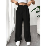 Pantalón ancho de mujer - Cintura alta - Cómodo y elegante - Corte holgado