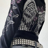 Sudadera con capucha y estampado de alas de flores vintage