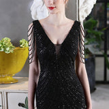 Elegante vestido de noche de sirena con lentejuelas