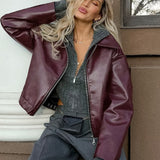Elegante chaqueta de moto de PU mate