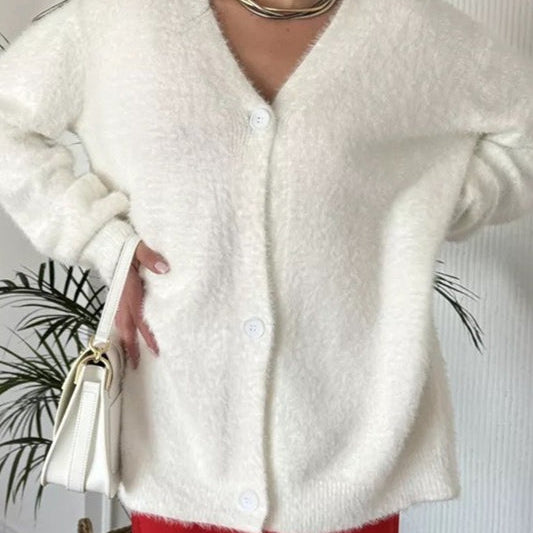 Chaleco de peluche con cuello en V