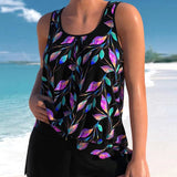 Camiseta de tirantes para mujer - Tejido ligero - Corte holgado - Estampado de follaje informal