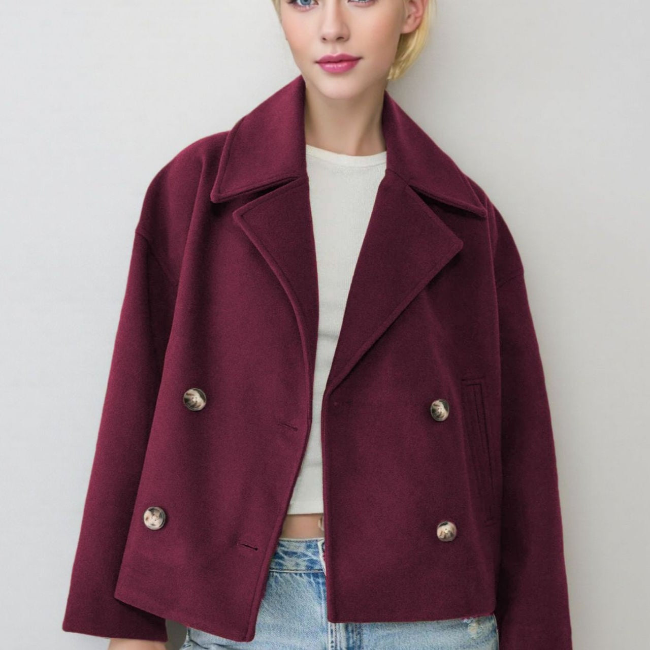 Chaqueta oversize con solapas en mezcla de lana