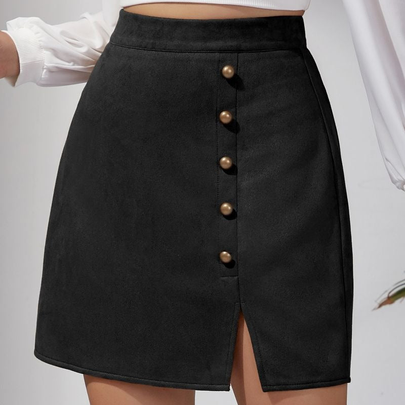 Falda mini ajustada de ante liso