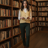 Cárdigan de punto sin mangas para mujer – Cierre frontal con botones – Look casual chic