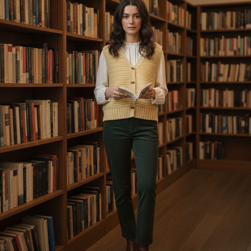 Cárdigan de punto sin mangas para mujer – Cierre frontal con botones – Look casual chic