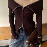 Blusa ajustada de cuello alto en punto lavado