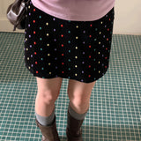 Falda de terciopelo de moda con lunares bordados