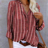 Olivia - Preciosa blusa de algodón a rayas