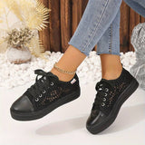 Zapatillas deportivas para mujer – Parte superior con cordones transpirables – Corte bajo – Suela plana antideslizante
