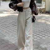 Ellen - Pantalones modernos, de pierna ancha y cintura alta.