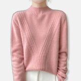 Suéter de mujer – Lana – Corte holgado – Cuello alto – Punto acanalado