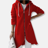 Chaqueta sudadera para mujer – Corte holgado – Algodón – Capucha con cremallera – Largo hasta la mitad del muslo