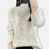 Suéter de mujer - Tejido ligero - Cuello alto - Mangas largas - Corte holgado