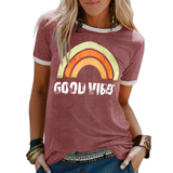 Camiseta de mujer – Corte clásico – Punto suave – Cuello redondo – Gráfico informal