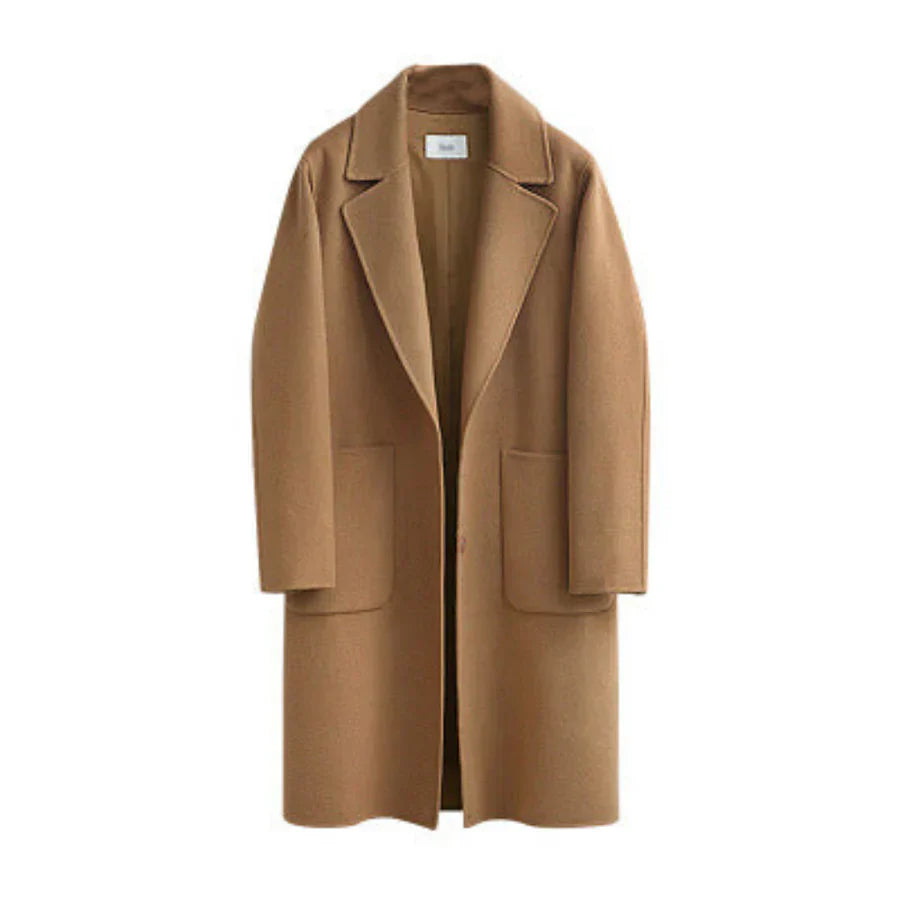 Gabardina de mujer – Lana – Corte holgado – Largo hasta media pantorrilla – Estilo minimalista