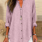 Blusa de mujer – Corte relajado – Rayas verticales – Tejido suave y transpirable – Mangas 3/4