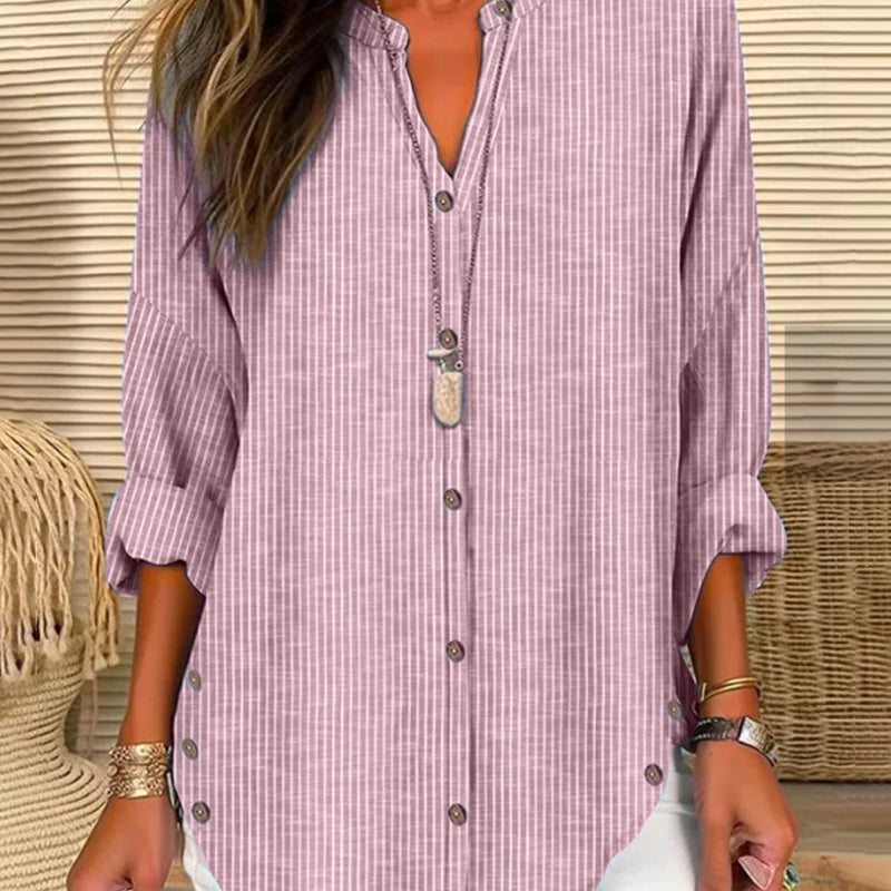 Blusa de mujer – Corte relajado – Rayas verticales – Tejido suave y transpirable – Mangas 3/4