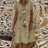 Chantal - Vestido de lino cómodo con un estampado elegante