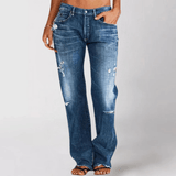 Vaqueros bootcut para mujer - Tiro medio - Efecto desgastado - Corte ajustado - Estilo casual
