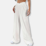 Pantalones de mujer - Tejido elástico suave - Cintura alta - Bolsillos laterales