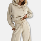 Conjunto de dos piezas para mujer - Punto liso - Cintura alta - Corte holgado