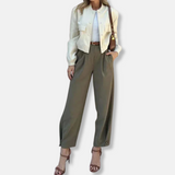 Pantalones de mujer - Tejido - Cintura alta - Largo hasta el tobillo
