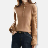 Suéter de mujer - Mezcla de lana - Cuello alto - Mangas largas abullonadas