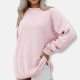Sudadera de mujer – Corte oversize – Mangas largas – Cuello redondo – Algodón suave