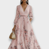 Rowella - Elegante Vestido Largo Plisado Floral