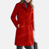 Gabardina de mujer – Corte entallado – Lana – Largo hasta la rodilla – Cuello con muesca